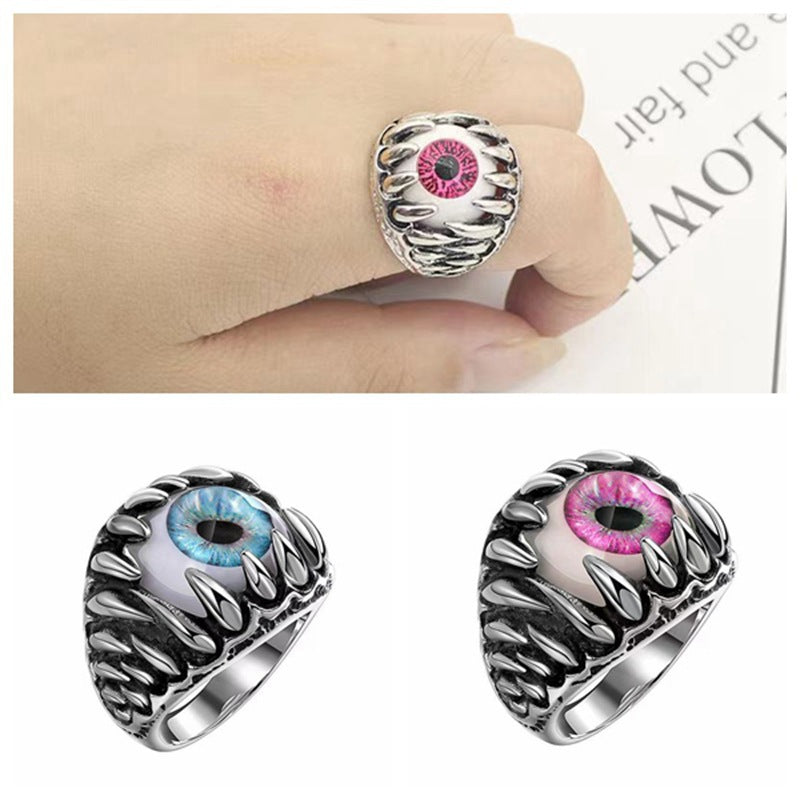 European and American Vintage Devil's Eye Alloy Ring, Evil Eye Ring, Trendy Punk Jewelry