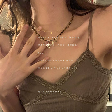 Sunflower, autumn and winter stacked Maillard necklace light luxury niche high-end clavicle chain simple retro sweater chain