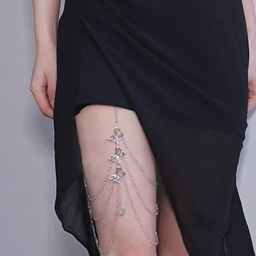 European and American hot-selling exaggerated leg chain, sexy personalized elastic rope lace multi-layer golden butterfly body chain